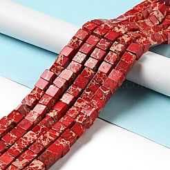ナチュラルインペリアルジャスパービーズ連売り  染め  キューブ  ファイヤーブリック  10~11x10~11x10~11mm  穴：1mm  約39個/連  15.35''（39センチメートル）&nbsp;G-A175A-10mm-06