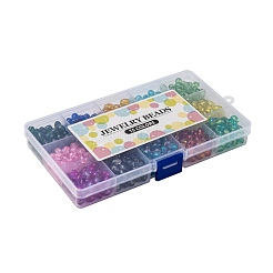 15色透明クラックルガラスビーズ  オーバル  ミックスカラー  8x5.5~6mm  穴：1mm  15色  45個/カラー  675個/箱&nbsp;CCG-X0011-01-6x8mm
