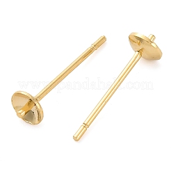 真鍮製スタッドピアスパーツ  長持ちメッキ  18KGP本金メッキ  14x4mm&nbsp;KK-Z089-16G-01