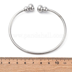 304ステンレススチール製カフバングル  女性のためのトルクバングル  ステンレス鋼色  3/8インチ（0.95cm）  内径：2-1/8x2-3/4インチ（5.25x6.85cm）&nbsp;BJEW-P310-08P