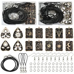 タロット合金エナメルペンダントイヤリング/ネックレス作成キット付き DIY 長方形  ブラック  70x0.8mm&nbsp;DIY-YW0011-76