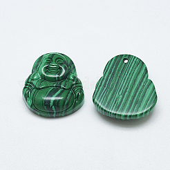 合成マラカイトペンダント  弥勒  26~27x24~26x8~9mm  穴：1mm&nbsp;G-T122-15B-16
