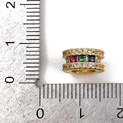 真鍮製キュービックジルコニアヨーロピアンビーズ  ロンデルホイールの大きな穴のビーズ  ラックめっき  長持ちメッキ  ゴールドカラー  10.5x5mm  穴：6mm&nbsp;KK-L236-10G