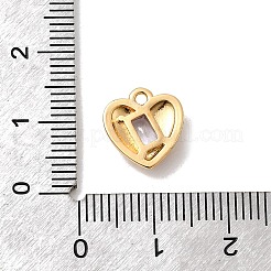 キュービックジルコニアチャーム付き真鍮  ハート  18KGP本金メッキ  ミックスカラー  11.5x11x3mm  穴：1.4mm&nbsp;KK-Z131-17G