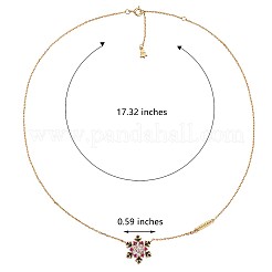 カラフルなキュービックジルコニア クリスマス スノーフレーク ペンダント ネックレス  女性用スターリングシルバージュエリー925個  18KGP本金メッキ  15.35インチ（39cm）&nbsp;JN1053A