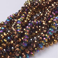 電気メッキガラスビーズセット  多面カット  ロンデル  ミックスカラー  8x6mm  穴：1mm  約68~70個/連  15インチ&nbsp;GR6x8mmY-M2