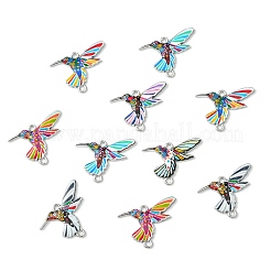 60 個 6 色プリント合金コネクタチャーム  鳥のリンク  プラチナ  ミックスカラー  17.5x24x1.8mm  穴：1.6mm  10個/カラー&nbsp;FIND-CJ0004-59