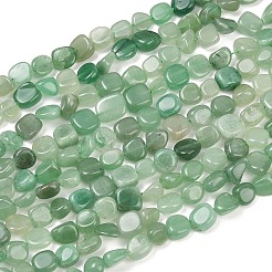 天然石グリーンアベンチュリンビーズ連売り  ナゲット  タンブルストーン  7.5~10x8~12.5x4.5~7mm  穴：0.8~1mm  約19~22個/連  7.60''~7.99''（19.3~20.3センチメートル）&nbsp;G-K395-B04-02