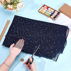 ポリエステルガーゼ生地  衣類用アクセサリー  星の模様  ミッドナイトブルー  1880x0.2mm  約10ヤード/個&nbsp;DIY-WH0759-44A
