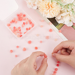 4サイズの合成サンゴビーズ  染め  花  ピンク  6~15x6~15mm  60個/箱&nbsp;CORA-OC0001-02