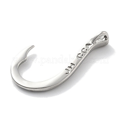 304ステンレスペンダント  釣り針チャーム  ステンレス鋼色  33x18x6mm  穴：2x3.5mm&nbsp;STAS-Z098-13P