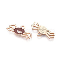 ハロウィーンをテーマにした合金とエナメルのペンダント  ライトゴールド  クモ  10x22x1mm  穴：1.8mm&nbsp;ENAM-T021-30C