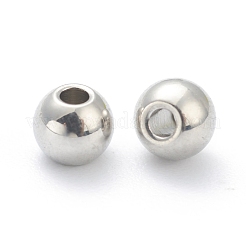 変色しない202ステンレススチールビーズ  ラウンド  ステンレス鋼色  4x3.5mm  穴：1.2mm&nbsp;STAS-I180-04B-P