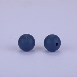 丸いシリコン焦点ビーズ  マリンブルー  15mm  穴：2mm&nbsp;SI-JX0046A-112