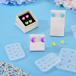 4個のDIYイヤリングシリコンモールド  混合図形  ホワイト  41~66x61~78x5.5mm  2個/スタイル&nbsp;DIY-TADJ0001-16