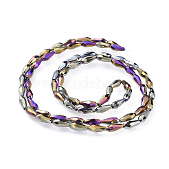 電気メッキガラスビーズセット  フルメッキ  多面カット  ティアドロップ  マルチカラーメッキ  9~10x4mm  穴：0.8mm  約64~66個/連  60~62cm&nbsp;X-EGLA-L015-FP-A02