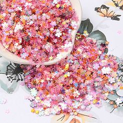 プラスチックスパンコールビーズ  黄金の光沢  ミシンクラフト装飾  桜/ハート/星  ピンク  3~4.5x4~5.5x0.1~0.2mm  約228500個/500g&nbsp;KY-C014-08