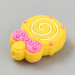 塩ビプラスチックビーズ  ロリポップ  きいろ  28.5x21.5x9mm  穴：3mm&nbsp;KY-TAC0018-03B