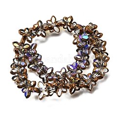 電気メッキ透明ガラスビーズ連売り  蝶  チョコレート  11.5x19.5x4.5mm  穴：1mm  約48個/連  21.65''（55センチメートル）&nbsp;GL-CBA98F0-03C