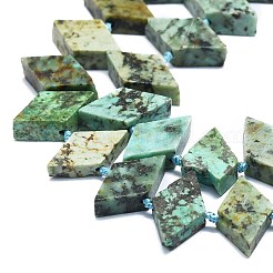 天然アフリカンターコイズ（ジャスパー）ビーズ連売り  菱形  18x10~11x5mm  穴：1.5mm  約21個/連  17.32''（44センチメートル）&nbsp;G-K245-E01-01
