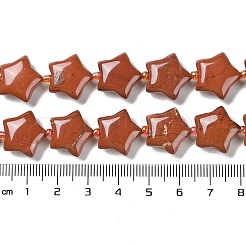 天然石レッドジャスパービーズ連売り  シードビーズで  膨らんだ星  14~15.5x15~16x6.5~7mm  穴：1mm  約24~25個/連  15.55''~15.95''（39.5~40.5センチメートル）&nbsp;G-NH0005-005