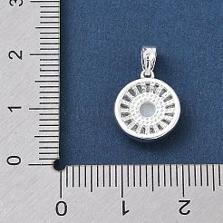 真鍮舗装クリアキュービックジルコニアチャーム  シェルと  フラットラウンドのチャーム  銀  13x11x3.5mm  穴：3x5mm&nbsp;CU-CBA746B-01S
