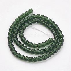 ガラスビーズ連売り  ラウンド  グリーン  直径約4mm  穴：0.5mm  約80個/連  13インチ&nbsp;GR4mm18Y