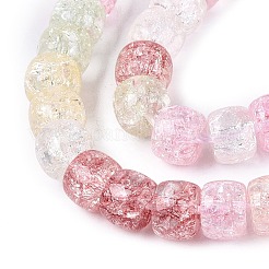 クラックル透明ガラスビーズ連売り  バレル  ミックスカラー  8~8.5x5.5~6.5mm  穴：1.2~1.4mm  約61~64個/連  14.96~15.75インチ（38~40cm）&nbsp;GLAA-N069-03A-M
