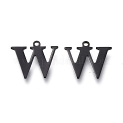 304ステンレススチールチャーム  レーザー切断  アルファベット  電気泳動黒  文字.w  12x14x0.8mm  穴：1mm&nbsp;STAS-H112-W-EB