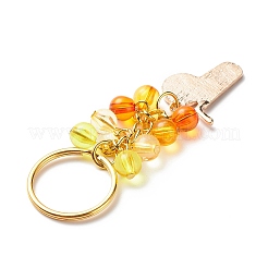 4 個の花/蜂/オレンジ ジュース合金エナメル ペンダント キーチェーン  アクリルビーズで  車のバッグのペンダントの装飾キーチェーン  オレンジ  7.9cm&nbsp;KEYC-JKC00412-05
