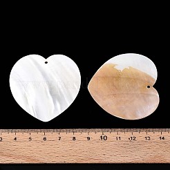 天然淡水シェルの大きなペンダント  ハートチャーム  貝殻色  49~50.5x50~50.5x3~4mm  穴：2mm&nbsp;SHEL-T020-51
