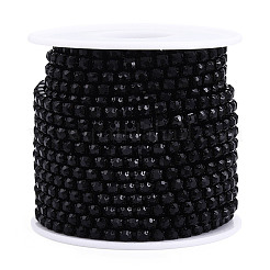電気泳動鉄ラインストーンストラスチェーン  ラインストーンカップチェーン  スプールで  ジェット  ss16  3.5mm  約10ヤード/ロール（9.14メートル/ロール）&nbsp;CHC-Q009-SS16-B01