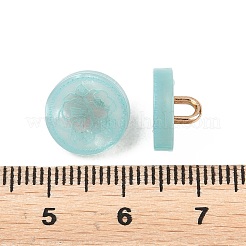 1穴樹脂合金シャンクボタン  花柄とフラットラウンド  ゴールドカラー  空色  11~11.5x6.5~7mm  穴：3x2mm&nbsp;FIND-B065-03G-08
