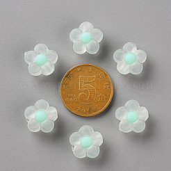 透明なアクリルビーズ  艶消し  二層ビーズ  花  アクアマリン  12x12.5x6mm  穴：2.5mm  約893個/500g&nbsp;TACR-S152-06C-SS2111