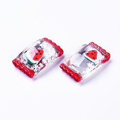 フラットバック樹脂カボション  模造食品  スイカ入り砂糖  レッド  30x18x8.8mm&nbsp;LS-RESI-CJC0001-23B