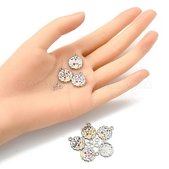 10本合金エナメルペンダント  花  ミックスカラー  10個の真鍮製丸カン付き  プラチナ  17x14x2mm  穴：1.5mm&nbsp;ENAM-YW0002-91