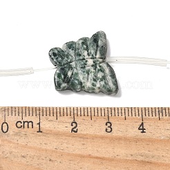 天然グリーンスポットジャスパービーズ連売り  蝶  プラスチックチューブビーズ付き  18~19x21~23x4~5mm  穴：0.6mm  約12個/連  15.75''（40センチメートル）&nbsp;G-B136-A09