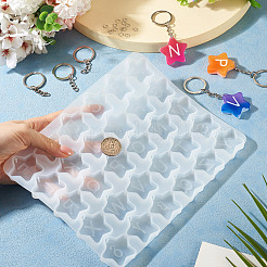 DIYシリコンペンダント型1個  スター  レジン型  粘土工芸の金型ツール  鉄製キーホルダーリング30個と鉄製オープン丸カン付き  ホワイト  178x225x9mm  穴：2mm&nbsp;SIMO-TA0001-24