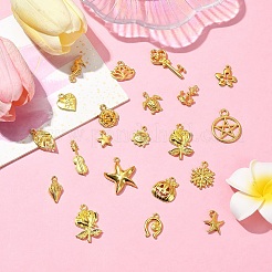 60pcs20スタイルチベットスタイルアロイペンダント  混合図形  ゴールドカラー  12~29.5x7~20.5x1~4.5mm  穴：1.5~3mm  約3個/スタイル&nbsp;FIND-YW0004-77
