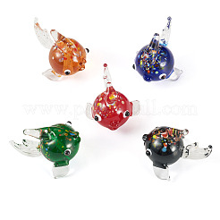 5個5色手作りランプワークビーズ  フグ  ミックスカラー  27~28x16~17x19~21mm  穴：1.1mm  1pc /カラー&nbsp;LAMP-TA0002-21
