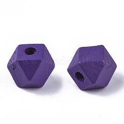 スプレー塗装天然木製ビーズ  ポリゴン  ミックスカラー  12x12x12mm  穴：3mm&nbsp;WOOD-S055-18B-M