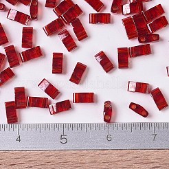 MIYUKIハーフティラビーズ  日本製シードビーズ  2の穴  (htl304) ガーネットの金光沢  5x2.3x1.9mm  穴：0.8mm  約12500個/500g&nbsp;SEED-MY05-HTL304