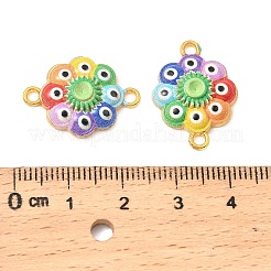 3Dプリント合金コネクタラインストーンセッティング  カラフルなナザールボンジュウの花  ゴールドカラー  2mmのラインストーンに適する  16x22x4.5mm  穴：1.8mm&nbsp;FIND-B051-03G