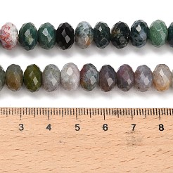 天然石インディアン瑪瑙ビーズ連売り  ロンデル  多面カット  9.5~10x6~7mm  穴：1~1.2mm  約58~60個/連  15.28~15.47インチ（38.8~39.3cm）&nbsp;G-C259-A02-6x10mm