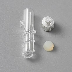 ガラスチャーム  合金発見とゴム  透明  34x9mm  穴：2.3mm&nbsp;FIND-WH0038-40S