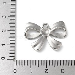 304ステンレスペンダント  ちょう結びのチャーム  変色防止  ステンレス鋼色  20.5x28.5x3.5mm  穴：2mm&nbsp;STAS-I330-012P