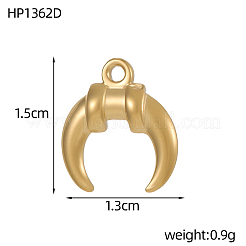 304ステンレススチールチャーム  ダブルホーン/三日月  イオンプレーティング（ip）  14KGP本金メッキ  15x13mm&nbsp;STAS-OY007-19G