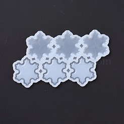 DIY スノーフレーク ロリポップ 食品グレードのシリコン型を作る  キャンディ型  食用ケーキトッパー作りに  6つの空洞  クリスマステーマ  ホワイト  100x175x4mm  内径：50x42.5mm  2mmスティックにフィット&nbsp;LS-DIY-E051-06