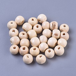 染色天然木ビーズ  ラウンド  無鉛の  小麦  10x9mm  穴：3mm&nbsp;X-WOOD-Q006-10mm-04-LF