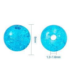 スプレーペイントクラックルガラスビーズ  ラウンド  ミックスカラー  8mm  穴：1.3~1.6mm  約25個 /コンパートメント  600個/箱&nbsp;CCG-PH0002-01-8mm